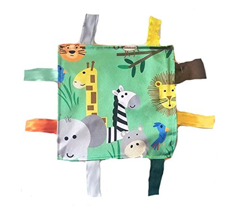 Baby Jack Lovey Blanket 8"x8" Crinkle Square Sensory Tag Toy - Jungle