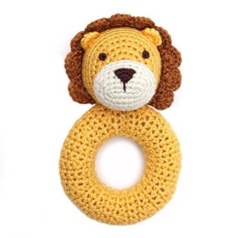 Cheengoo Organic Hand Crocheted Ring Rattle - Lion