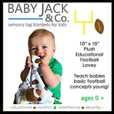 Baby Jack Satin Sensory 10"x10" Baby Lovey with Ribbon Tabs - Football