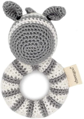 Cheengoo Organic Hand Crocheted Ring Rattle - Zebra