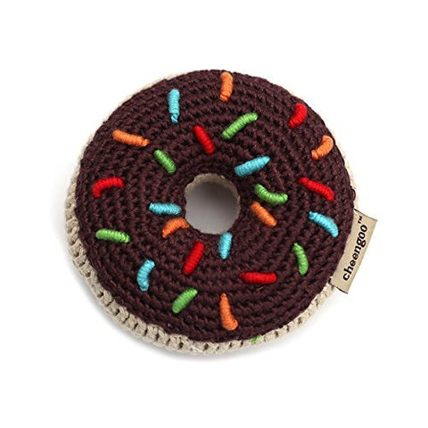 Cheengoo Organic Hand Crocheted Rattle - Chocolate Donut