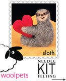 WoolPets Easy Needle Felting Craft Kit - Sloth with Heart (Makes 2)
