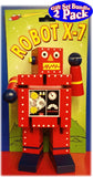Robot X-7 Bendable Wooden 6.5" Robots - 2 Pack Bundle - 1 Red & 1 Blue