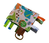 Baby Jack Educational Learning Lovey Ribbon Tag 14x18 Security Blanket - Dinosaurs