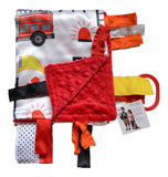 Baby Jack Satin Sensory Baby Lovey with Ribbon Tabs - 14" x 18" Fire Fighter