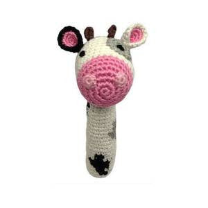 Cheengoo Organic Hand Crocheted Cow Stick Rattle