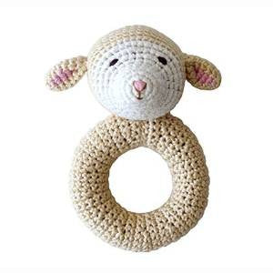 Cheengoo Organic Hand Crocheted Lamb Ring Rattle