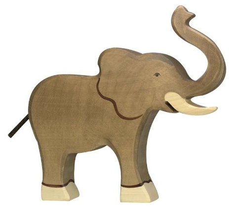 Holztiger Wooden Elephant With Raised Trunk