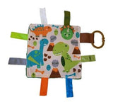 Product Name: Baby Sensory Crinkle & Teething Square Lovey Toy with Closed Ribbon Tags for Increased Stimulation: 8"X8" (Dinosaurs)