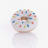 Cheengoo Organic Hand Crocheted Bamboo Rattle - White Donut