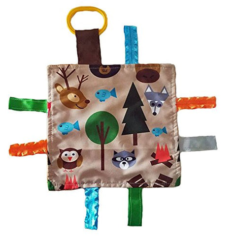 Baby Jack Lovey Blanket 8"x8" Crinkle Square Sensory Tag Toy - Forest