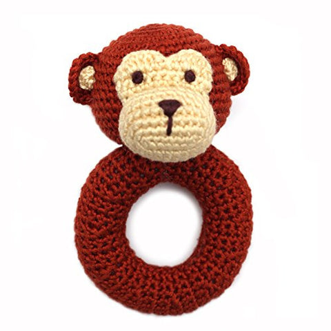 Cheengoo Organic Hand Crocheted Ring Rattle - Monkey