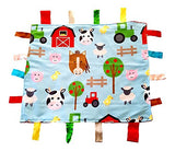 Baby Jack Lovey Security Baby Blanket 14" x 18" Sensory Tag Toy - Educational Farm Animals