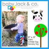Baby Jack Lovey Square Sensory Chew Blanket Crinkle Toy with Tags - Farm