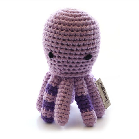 Cheengoo Sustainable Organic Bamboo Hand Crocheted Rattle - Octopus