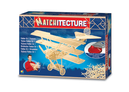 Bojeux Matchitecture Wood Microbeam Model Construction Set - Fokker Dr 1 Triplane