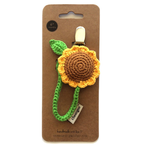 Cheengoo Organic Hand Crocheted Pacifier Clip - Sunflower