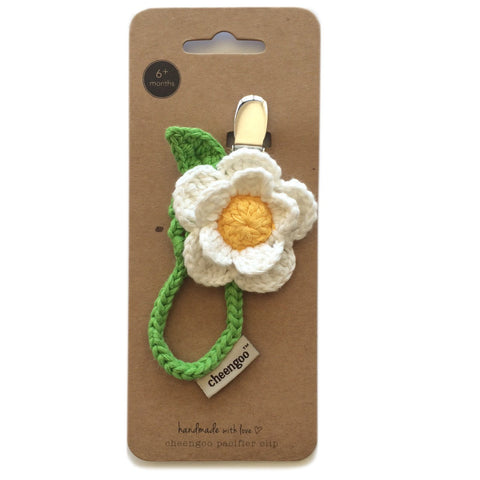 Cheengoo Organic Hand Crocheted Pacifier Clip - Daisy