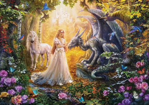 Educa 17696 1500 Dragon Princess & Unicorn