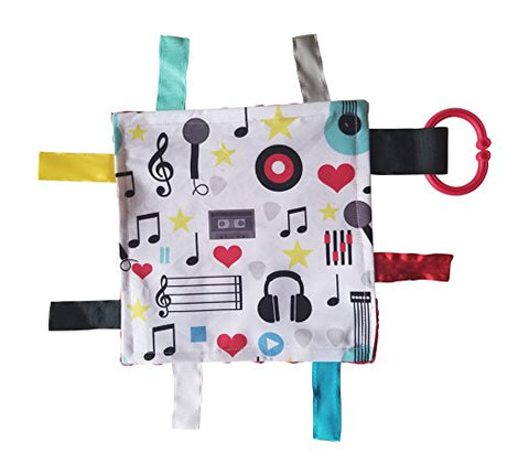 Baby Jack Lovey Chew Blanket Crinkle Toy Tag Square Sensory - Music