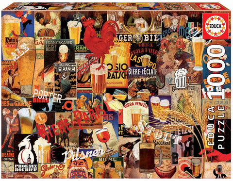 Educa Borras 17970 1000 Vintage Beer Collage Puzzle, Multi-Colour
