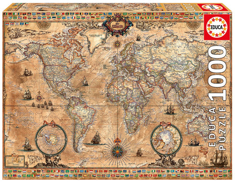 Educa - Antique World Map - 1000 Piece Jigsaw Puzzle
