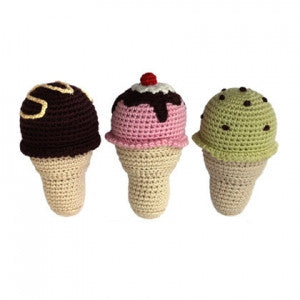 Cheengoo Hand Crocheted Organic Rattles - Set of 3 Ice Cream Cones