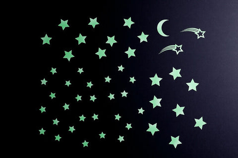 GloPlay Starry Night Series (48 pcs/Pack), Glow in The Dark Educational Wall Stickers